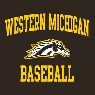 Western Michigan Arch Logo Baseball T-Shirt - Dark Chocolate