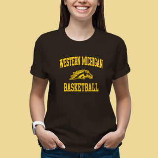 Western Michigan Arch Logo Basketball T-Shirt - Dark Chocolate