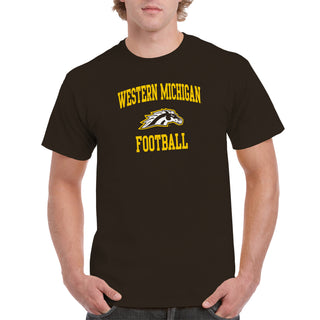 Western Michigan Arch Logo Football T-Shirt - Dark Chocolate
