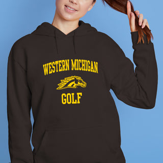 Western Michigan Arch Logo Golf Hoodie - Dark Chocolate
