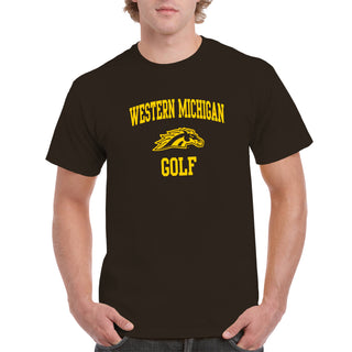 Western Michigan Arch Logo Golf T-Shirt - Dark Chocolate