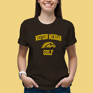 Western Michigan Arch Logo Golf T-Shirt - Dark Chocolate