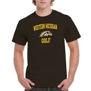 Western Michigan Arch Logo Golf T-Shirt - Dark Chocolate