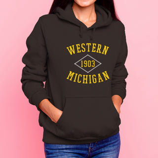 Western Michigan Faux Stitch Arch Hoodie - Dark Chocolate