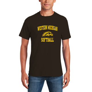 Western Michigan Arch Logo Softball T-Shirt - Dark Chocolate