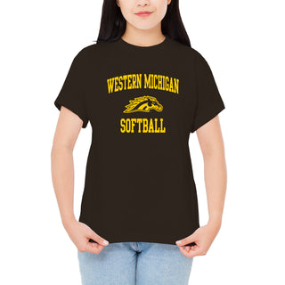 Western Michigan Arch Logo Softball T-Shirt - Dark Chocolate
