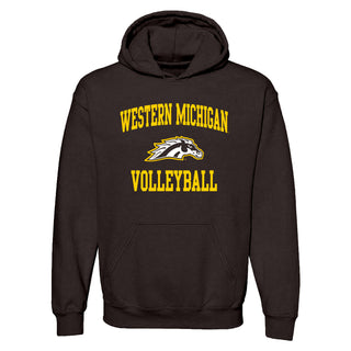 Western Michigan Arch Logo Volleyball Hoodie - Dark Chocolate