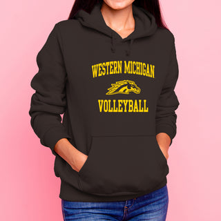 Western Michigan Arch Logo Volleyball Hoodie - Dark Chocolate