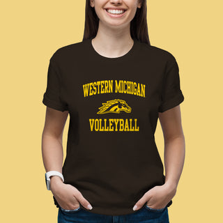 Western Michigan Arch Logo Volleyball T-Shirt - Dark Chocolate