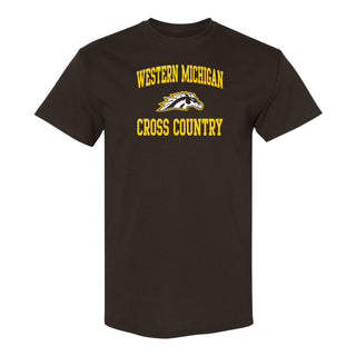 Western Michigan Arch Logo Cross Country T-Shirt - Dark Chocolate