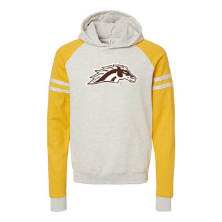 WMU Spirit Mark Varsity Colorblock Hoodie - Oatmeal/Mustard