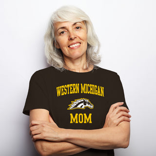 Western Michigan Arch Logo Mom T-Shirt - Dark Chocolate