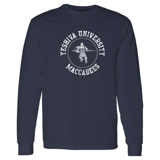 Yeshiva University Distressed Circle Logo Long Sleeve - Navy