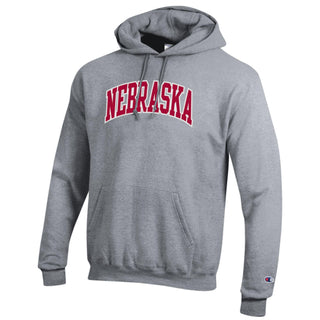 Nebraska Applique Champion PB Hoodie - Heather Grey