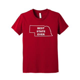 Nebraska Best State Ever Jersey Youth T-Shirt - Red