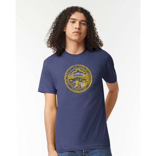 Nebraska Flag AA CVC T-Shirt - Heather Indigo