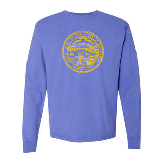 Nebraska Flag CW Garment Dyed Long Sleeve - Deep Forte Blue