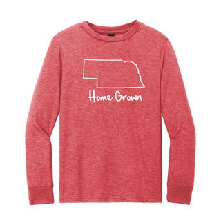 Nebraska Home Grown Youth Perfect Triblend Long Sleeve - Red Frost