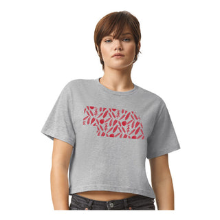 Nebraska State Shapes Women's Jersey Boxy T-Shirt - Heather Grey