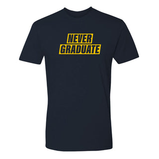 Never Graduate NLA T-Shirt - Midnight Navy w/ Maize Print