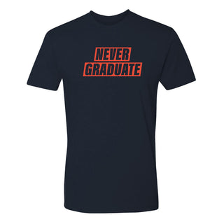 Never Graduate NLA T-Shirt - Midnight Navy w/ Orange Print
