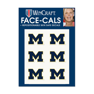 Michigan Wolverines Face Cals - 6 x Navy Block M