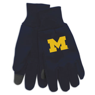 Michigan Wolverines GOLD M LOGO Technology Gloves 9 oz.