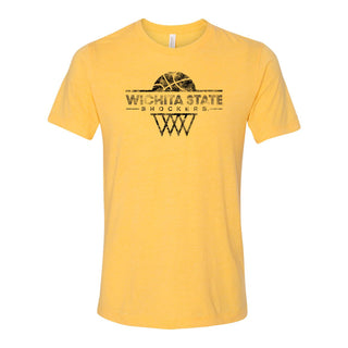 Wichita State University Shockers Oblique Hoop Canvas Triblend Short Sleeve T-Shirt - Yellow Gold