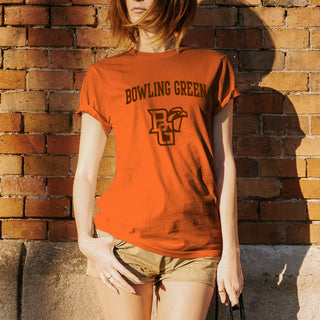 Bowling Green State University Falcons Arch Logo Basic Cotton Short Sleeve T Shirt - Orange