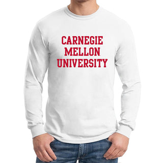 Carnegie Mellon University Tartans Basic Block Long Sleeves T Shirt - White