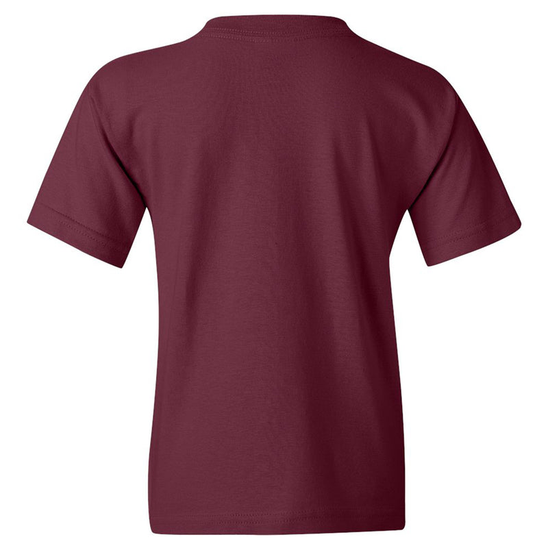 University of Chicago Maroons Distressed Circle Logo Heavy Cotton Short Sleeve Youth T Shirt - Maroon