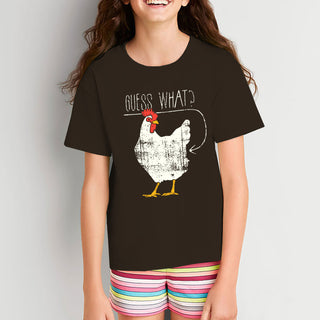 Guess What? Chicken Butt: Funny Graphic T-Shirt - YOUTH - Dark Chocolate