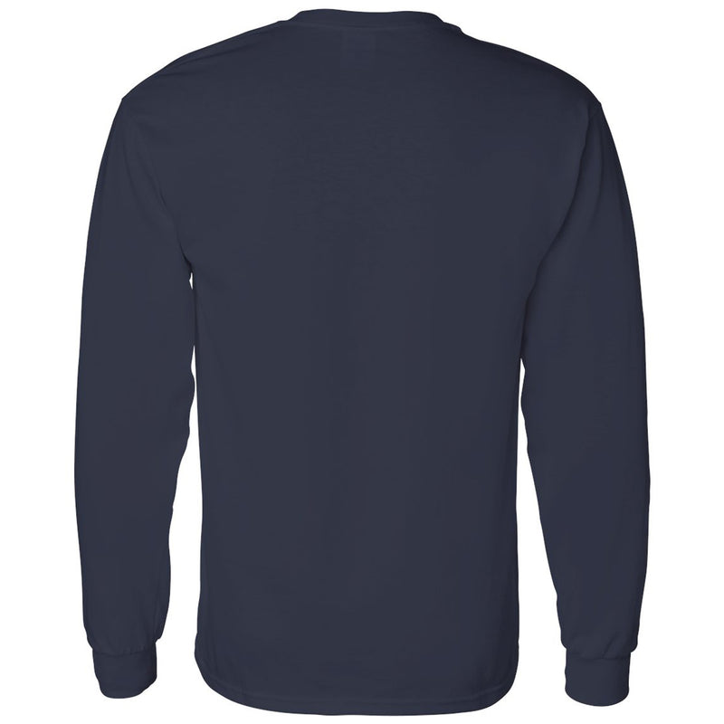 Upper Iowa University Peacocks Arch Logo Basic Cotton Long Sleeve T Shirt - Navy