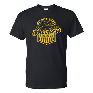 Wichita State University Shockers Vintage Basketball Shield Short Sleeve T Shirt - Black