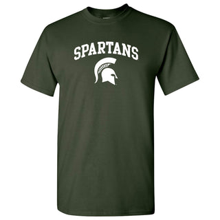 Michigan State University Spartans Mascot Arch Logo Short Sleeve T Shirt - Forest Green