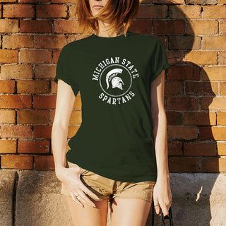 Michigan State University Spartans Distressed Circle Logo Next Level Short Sleeve T Shirt - Forest