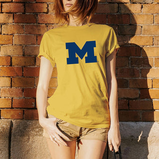 Primary Logo University of Michigan Basic Cotton Short Sleeve T Shirt - Maize