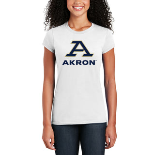 Akron Zips Primary Logo Women's T Shirt - White