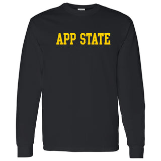 Appalachian State University Mountaineers Basic Block Cotton Long Sleeve T-Shirt - Black