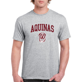 Aquinas College Saints Arch Logo Basic Cotton Short Sleeve T Shirt - Sport Grey