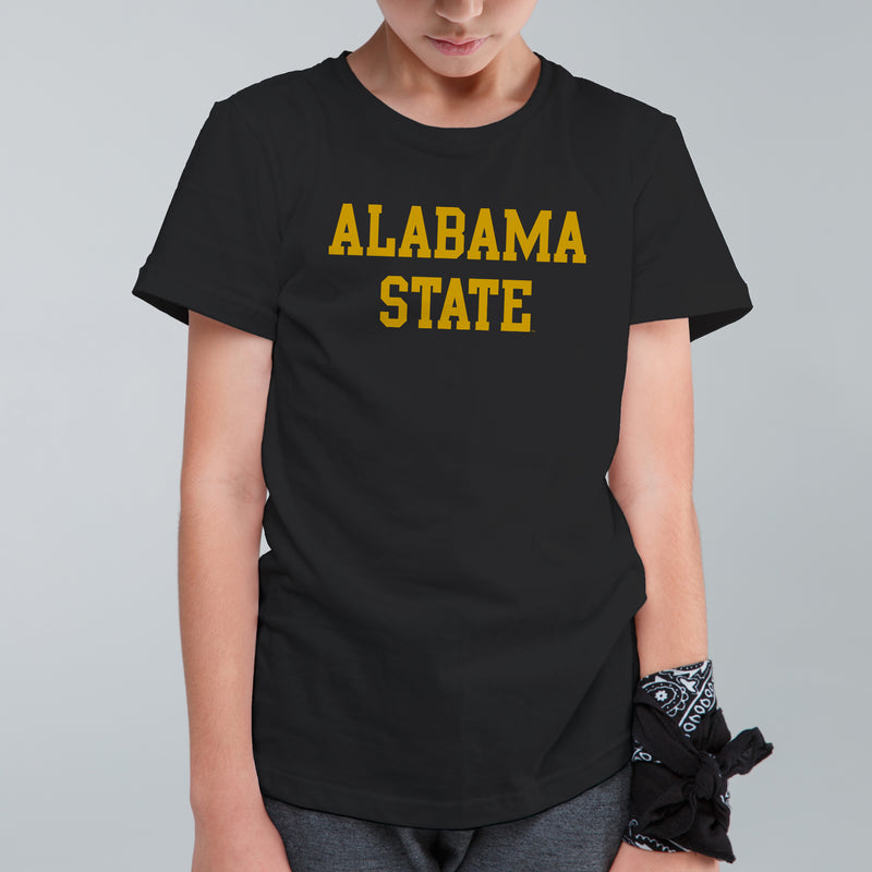 Alabama State University Hornets Basic Block Youth Short Sleeve T Shirt - Black