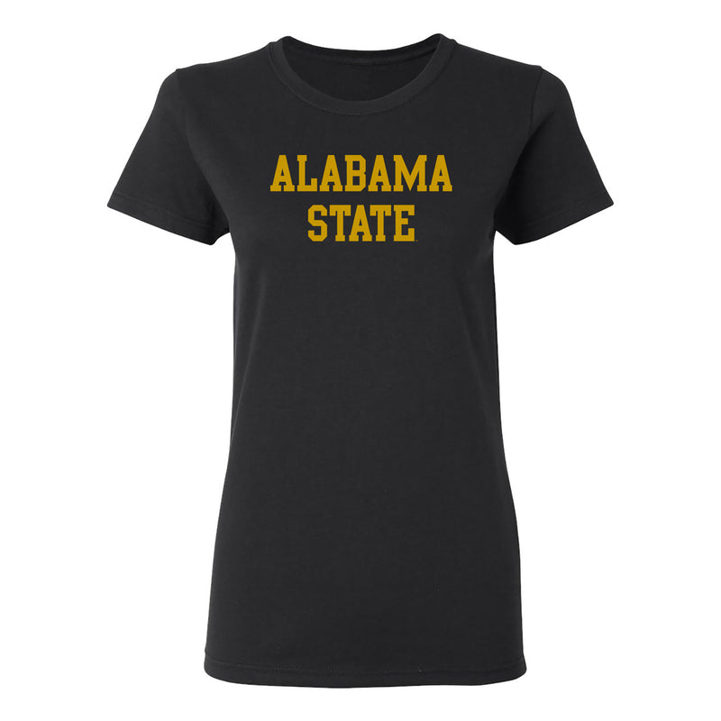 Alabama State University Hornets Basic Block Womens Short Sleeve T Shirt - Black