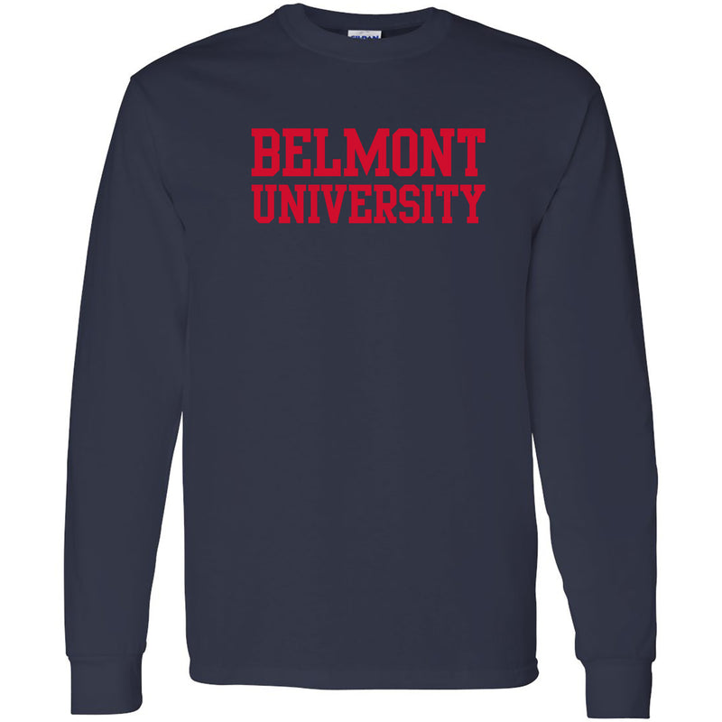Belmont University Bruins Basic Block Heavy Blend Long Sleeve T-Shirt - Navy