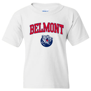 Belmont University Bruins Arch Logo Youth Basic Cotton Short Sleeve T Shirt - White