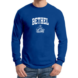 Bethel University Pilots Arch Logo Long Sleeve T Shirt - Royal