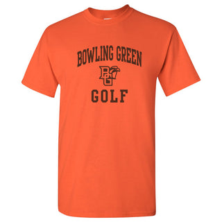 Bowling Green State University Falcons Arch Logo Golf Basic Cotton Short Sleeve T Shirt - Orange