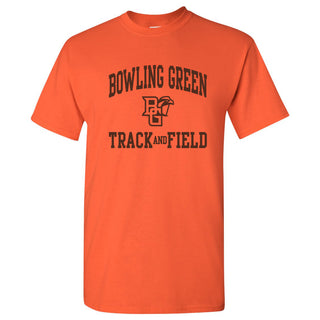 Bowling Green State University Falcons Arch Logo Track & Field Basic Cotton Short Sleeve T Shirt - Orange