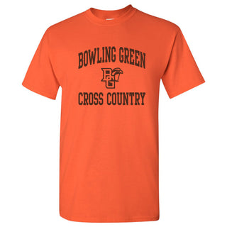 Bowling Green State University Falcons Arch Logo Cross Country Basic Cotton Short Sleeve T Shirt - Orange