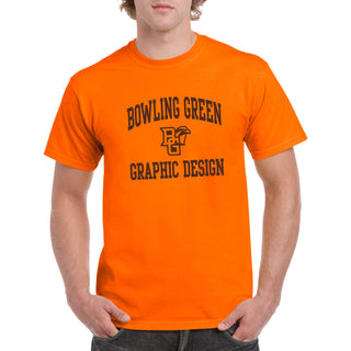 Bowling Green State University Falcons Arch Logo Graphic Design Basic Cotton Short Sleeve T Shirt - Orange