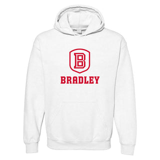 Bradley University Braves Primary Logo Heavy Blend Hoodie - White